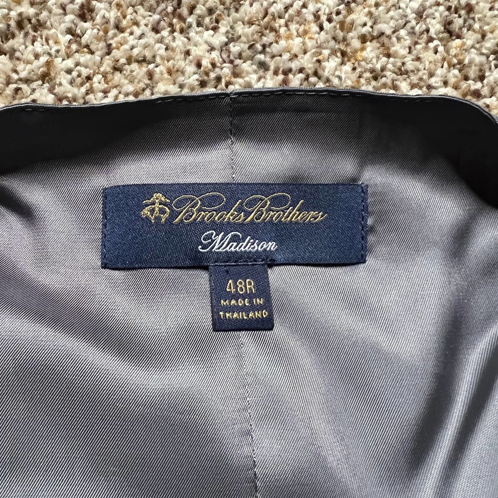 NWOT Brooks Brothers Madison Wool Windowpane Vest Lined Gray Brown Mens Size 48R - Picture 6 of 9